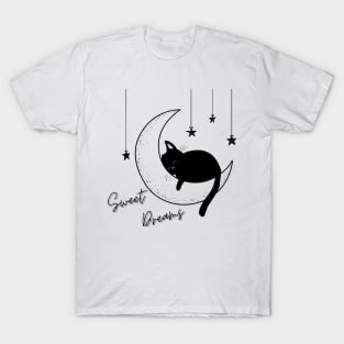 Sweet Dreams Kitty Cat - Black Print T-Shirt